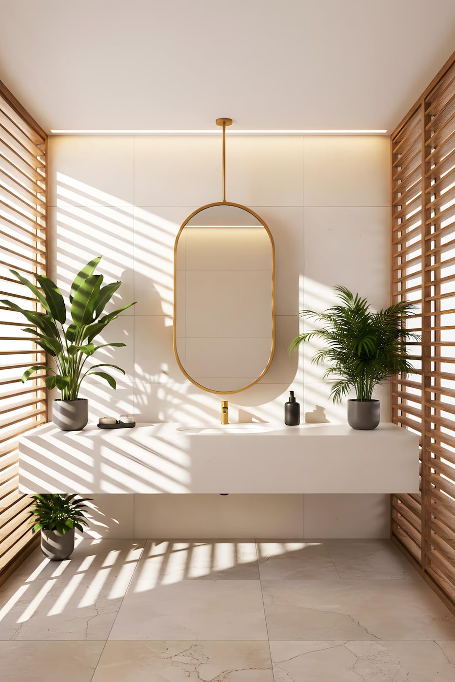 Ceiling-Mounted Oval Mirror with Metal Frame