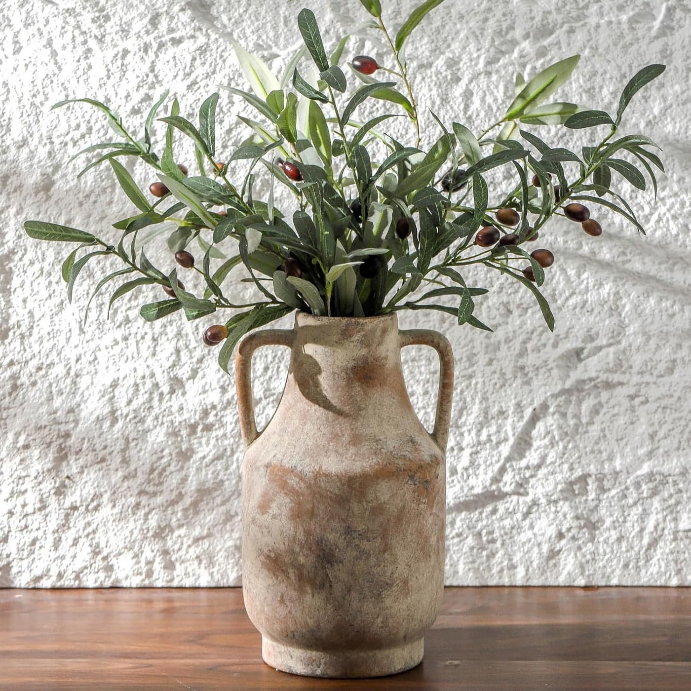 Handled Ceramic Terracotta Flower Vase - Terracotta