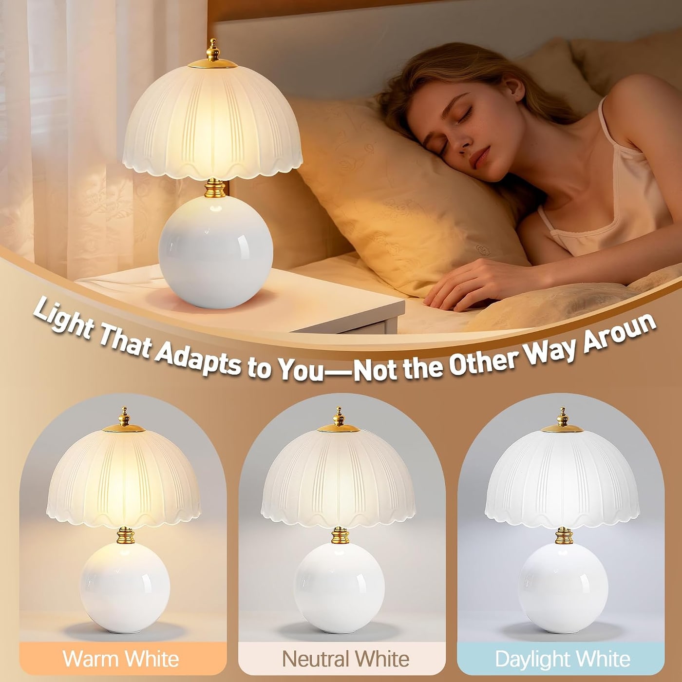 Ceramic Mushroom Table Lamp with Frosted Glass Shade - Photo 3