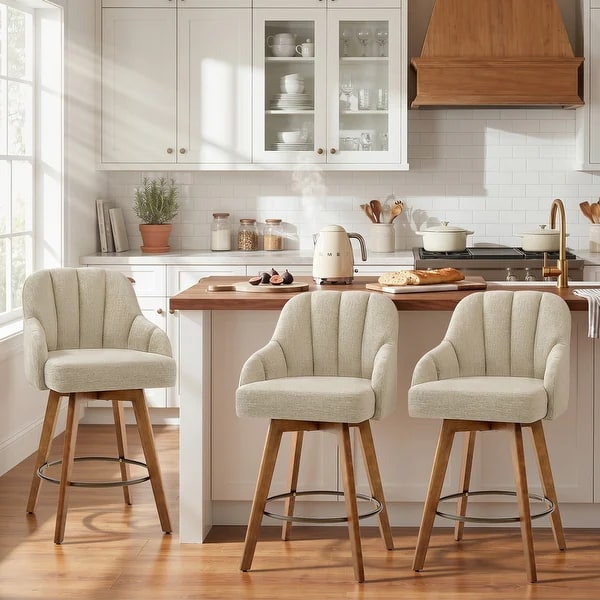 Channel-Tufted Swivel Bar Stool - Photo 2