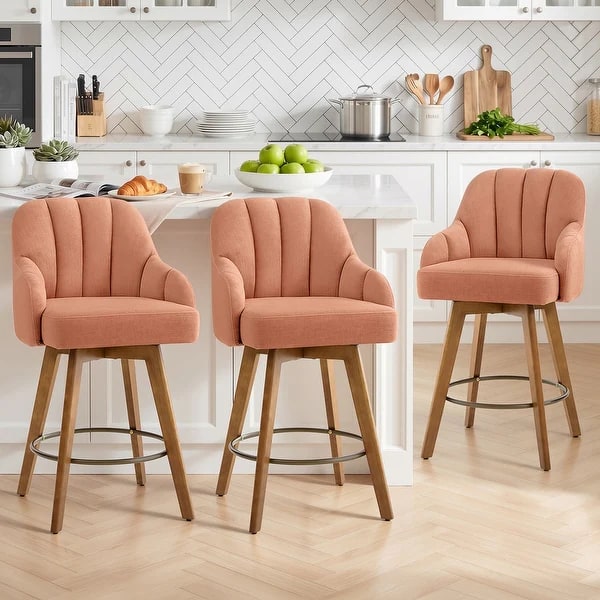 Channel-Tufted Swivel Bar Stool - Photo 4