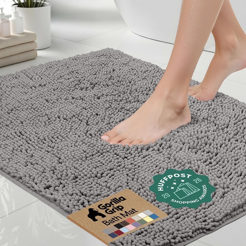 Plush Chenille Bath Rug with Rubber Backing