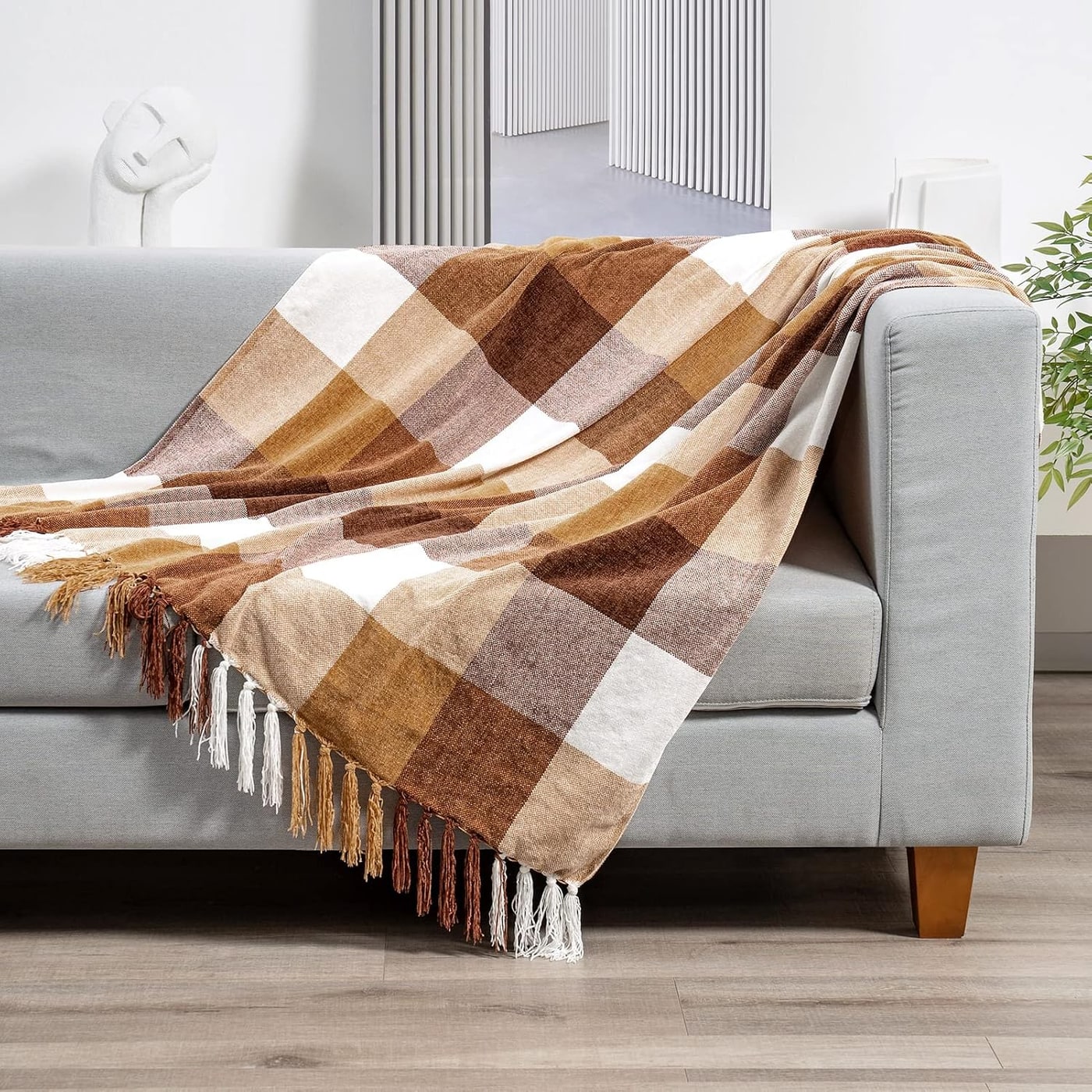 Chenille Buffalo Plaid Throw Blanket - Photo 2