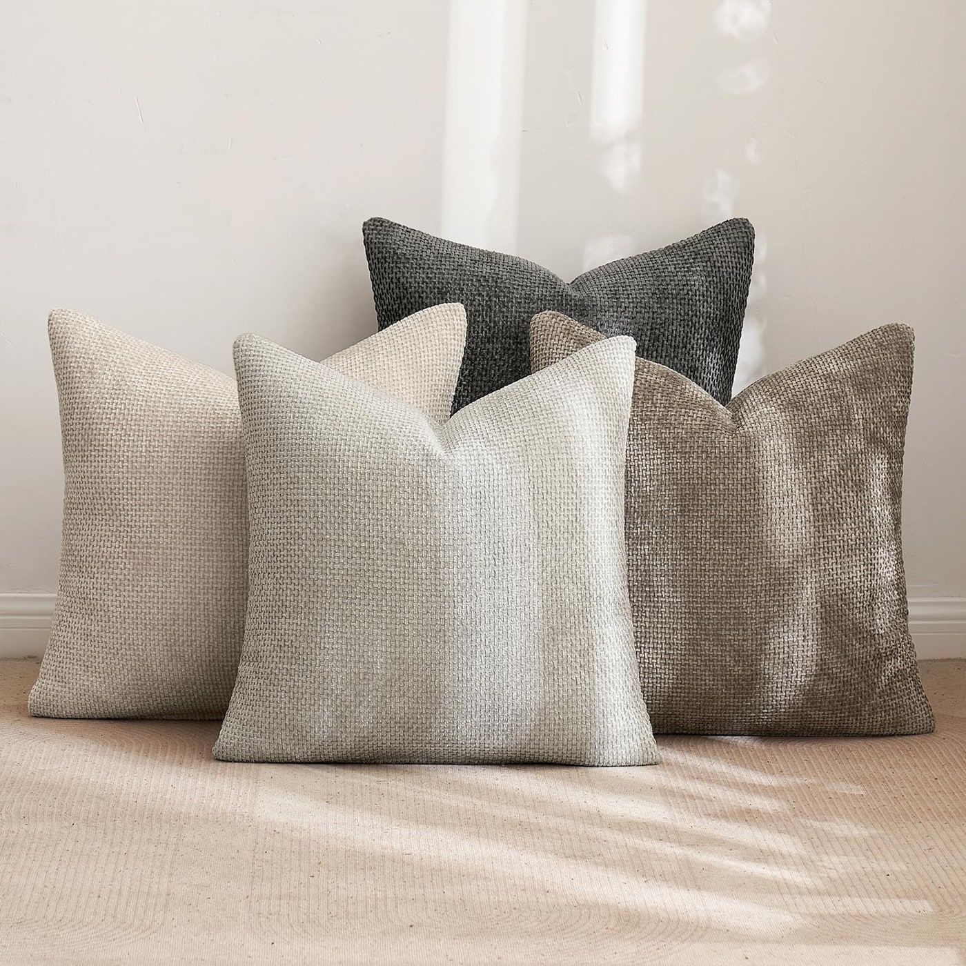Soft Chenille Pillow Covers — 18×18 Set of 4 - Photo 3