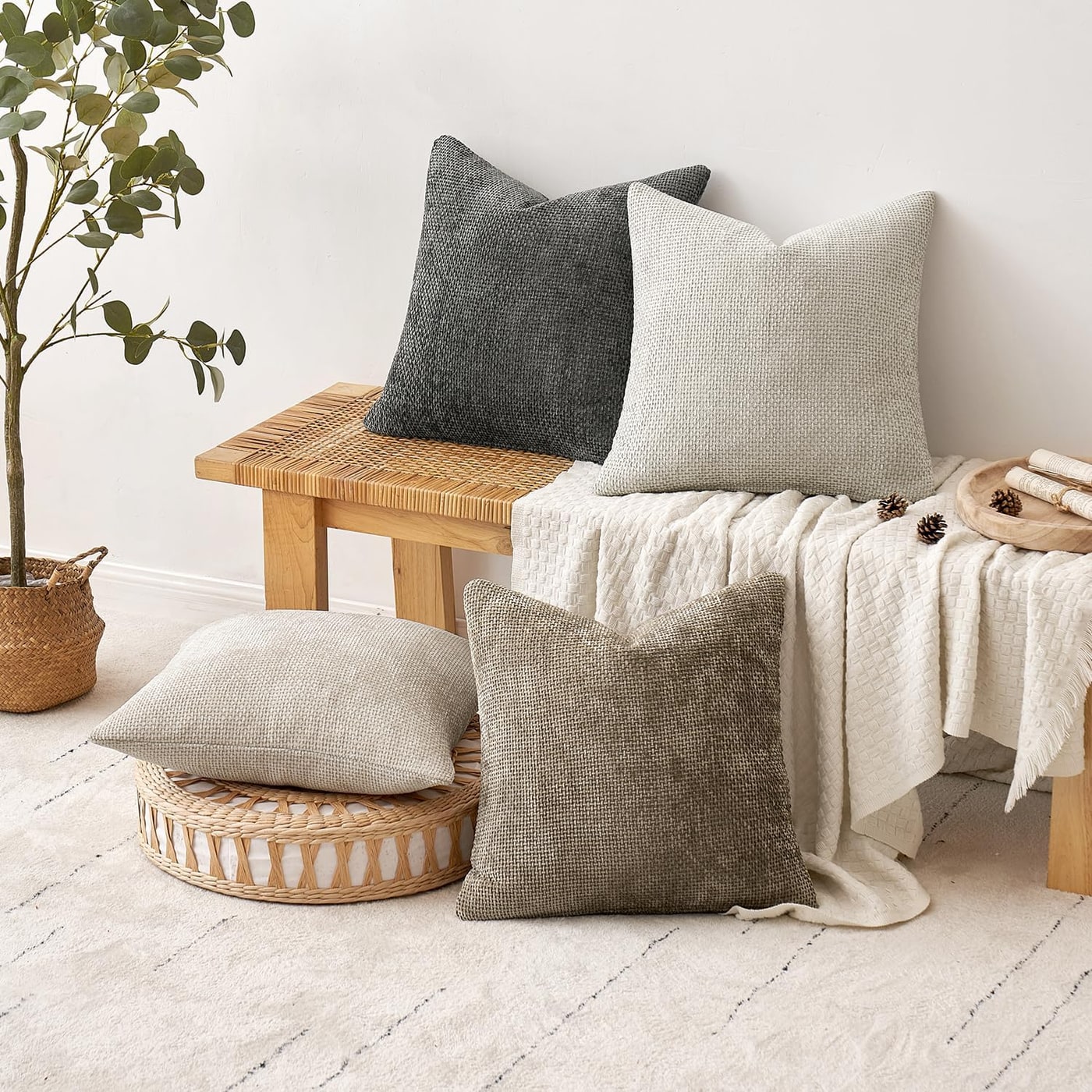Soft Chenille Pillow Covers — 18×18 Set of 4 - Photo 4