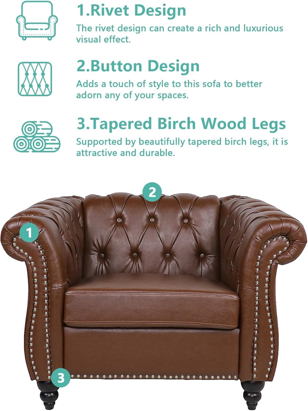 Chesterfield Three-Piece Living Room Set - Photo 3