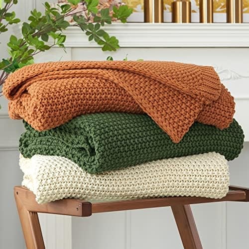 Organic Cotton Chunky Cable Knit Throw Blanket - Photo 2