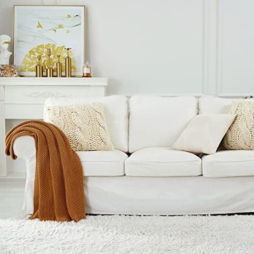 Organic Cotton Chunky Cable Knit Throw Blanket - Photo 3