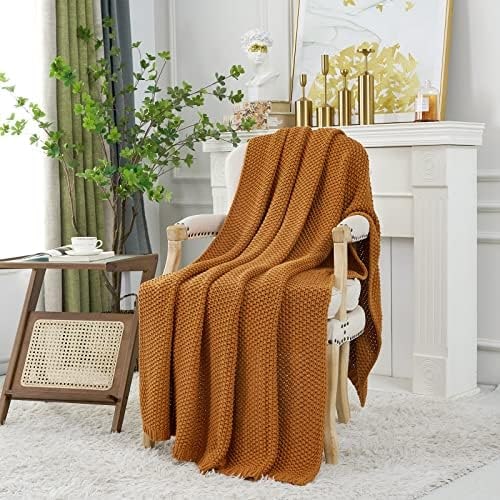 Organic Cotton Chunky Cable Knit Throw Blanket - Photo 4
