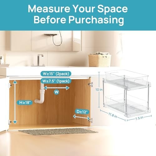 Clear Pull-Out Under Sink Organizer Set (4-Pack) - Photo 4