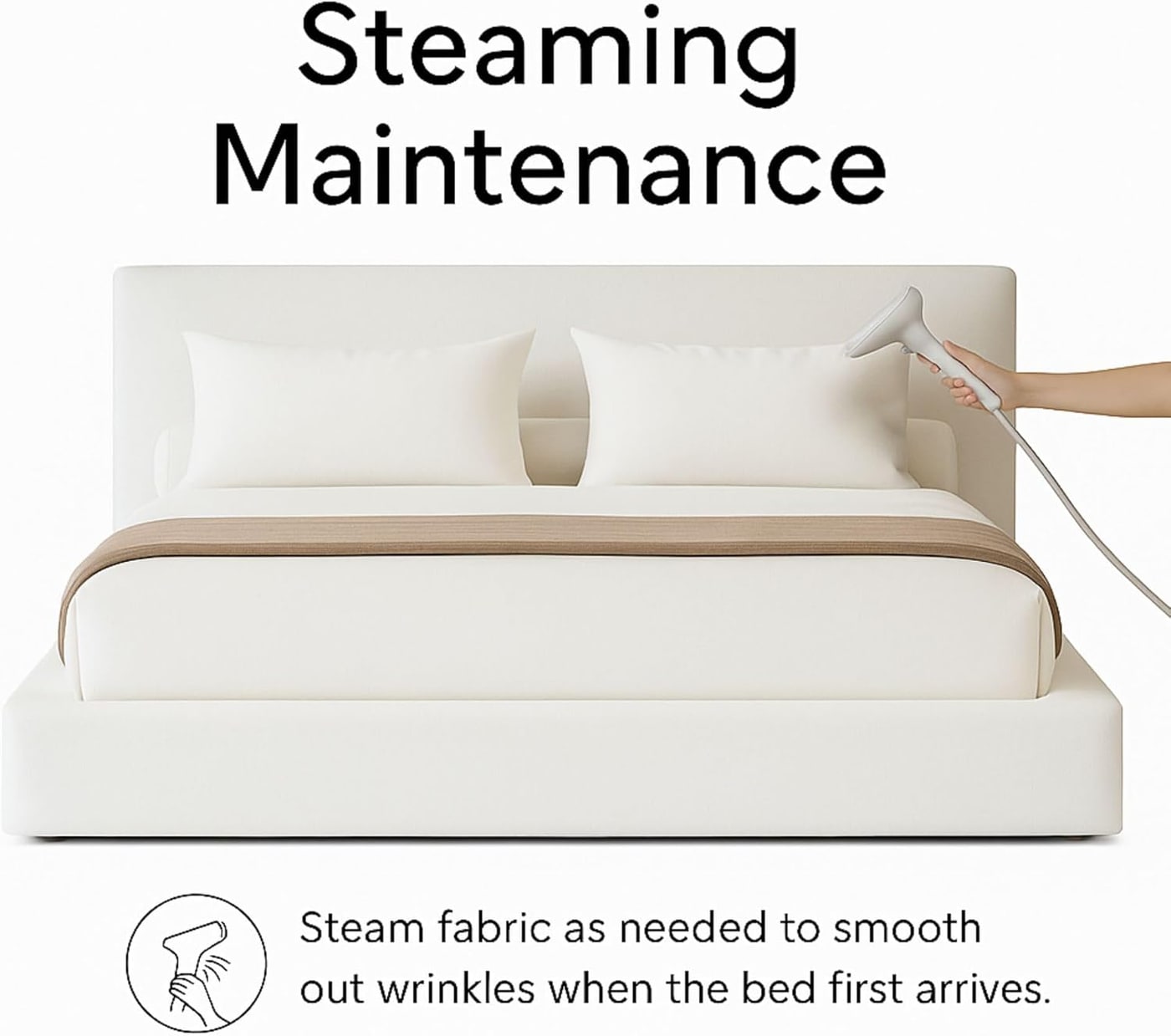 Square Modular Bed Base with Washable Linen Cover - Photo 2