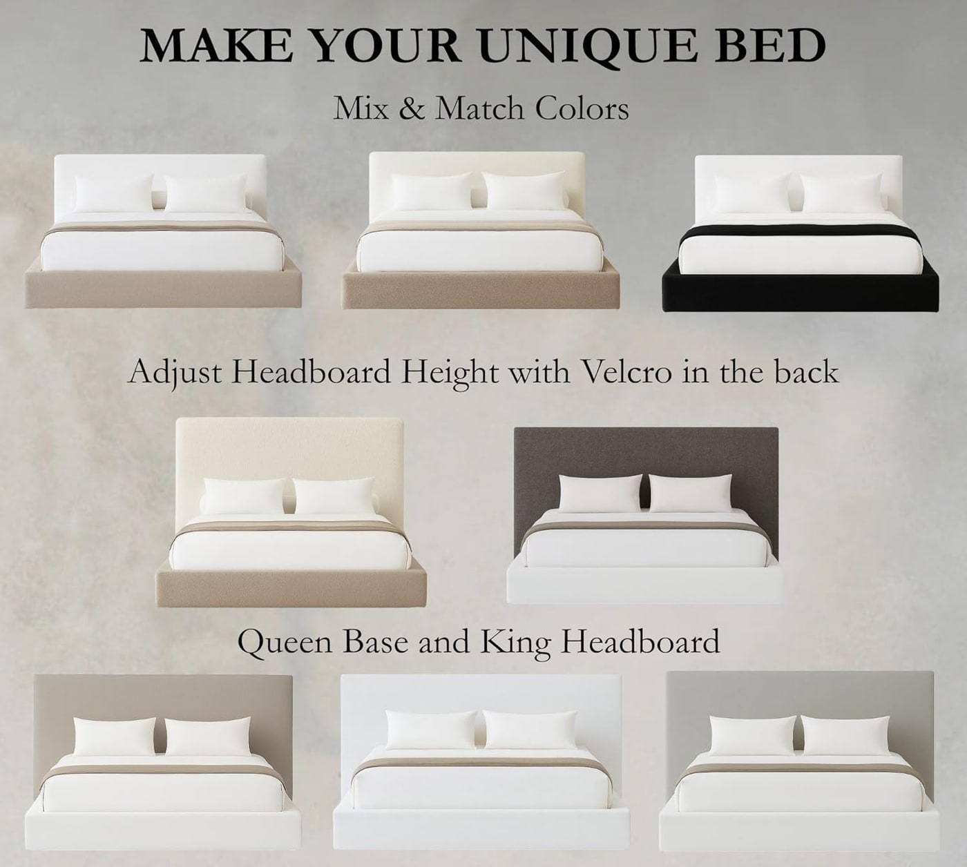 Square Modular Bed Base with Washable Linen Cover - Photo 3