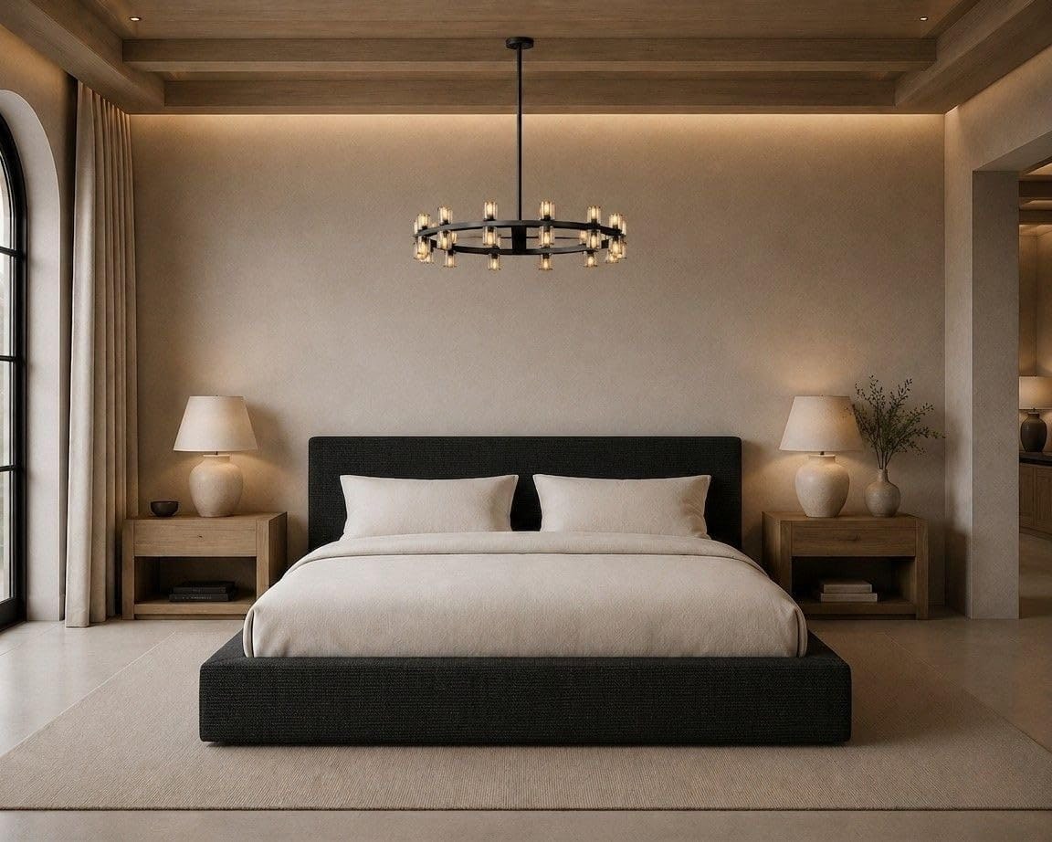 Square Modular Bed Base with Washable Linen Cover - Waterproof Black Linen