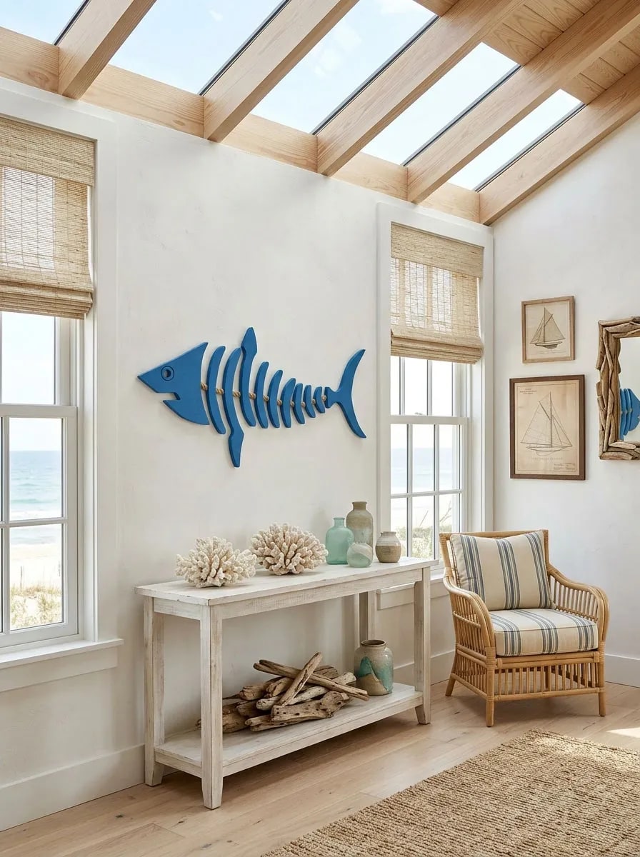 Shark Skeleton Coastal Wall Art