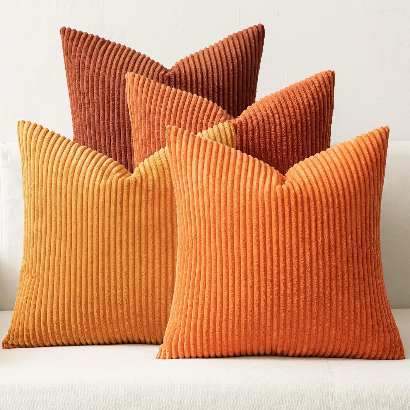 Corduroy Throw Pillow Covers, Set of 4 (18×18)