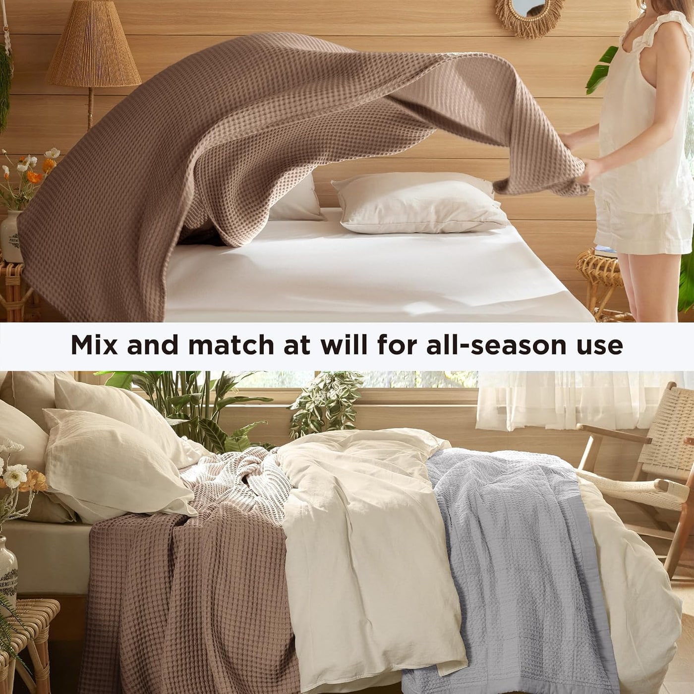 Lightweight Cotton Waffle Blanket - Photo 4