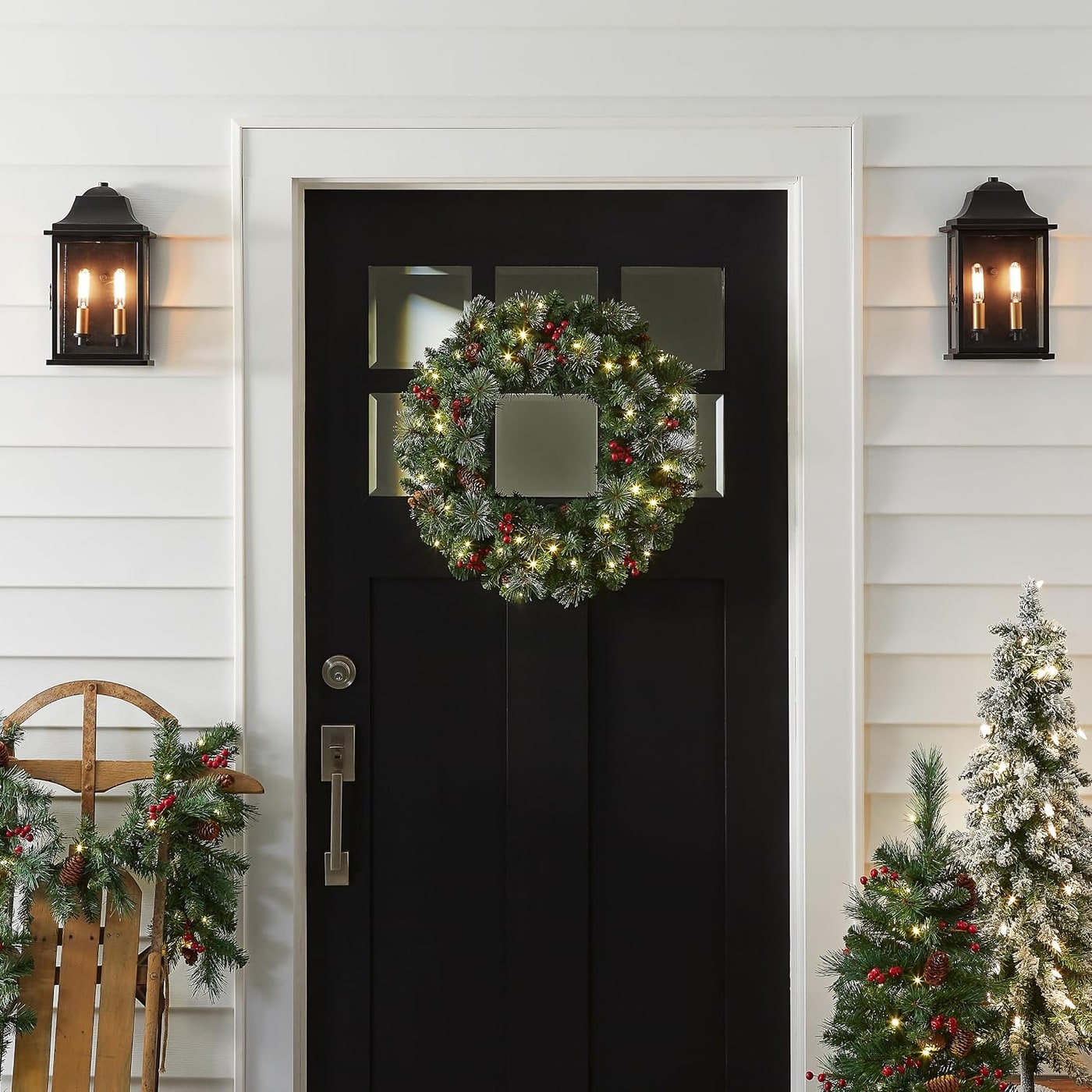 24-Inch Pre-Lit Crestwood Spruce Holiday Wreath - Photo 4