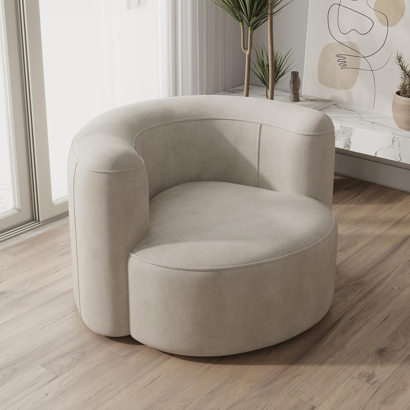 Curved Back Velvet Accent Chair with Throw Pillow - Photo 4