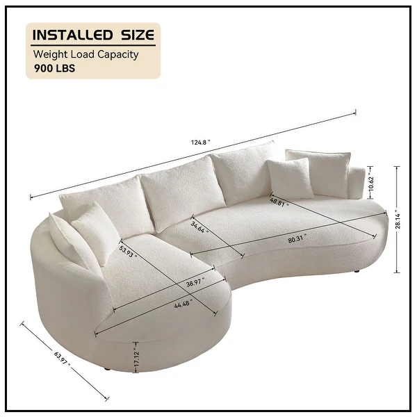 Curved L-Shaped Sectional with Chaise - Photo 3