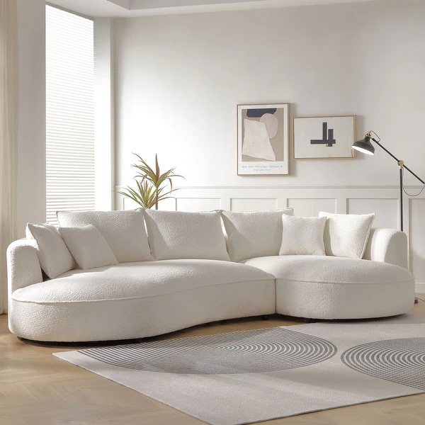 Curved L-Shaped Sectional with Chaise - Photo 4