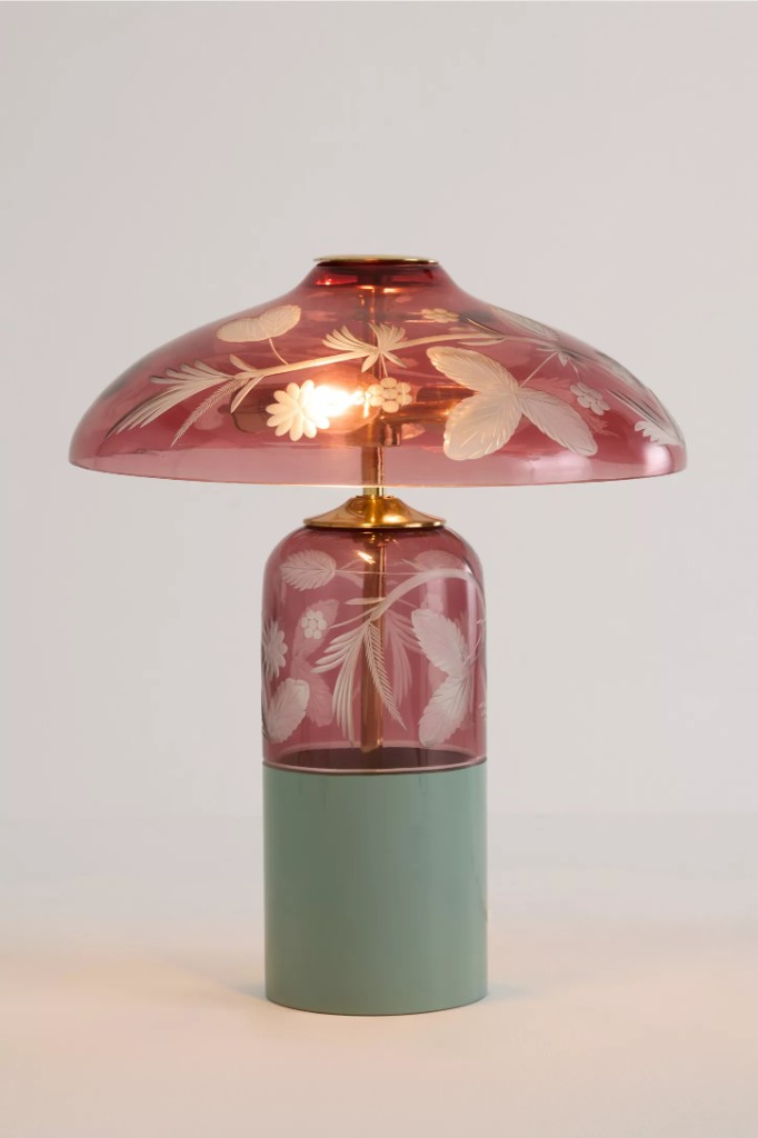 Cyndi Floral Etched Glass Table Lamp - Photo 2