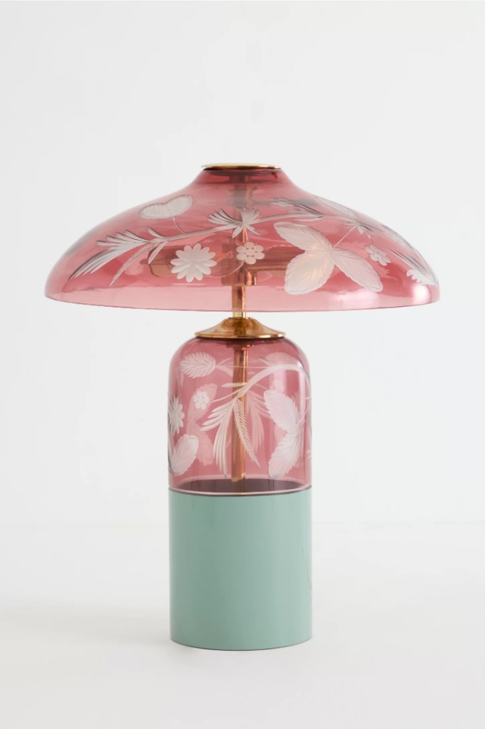 Cyndi Floral Etched Glass Table Lamp