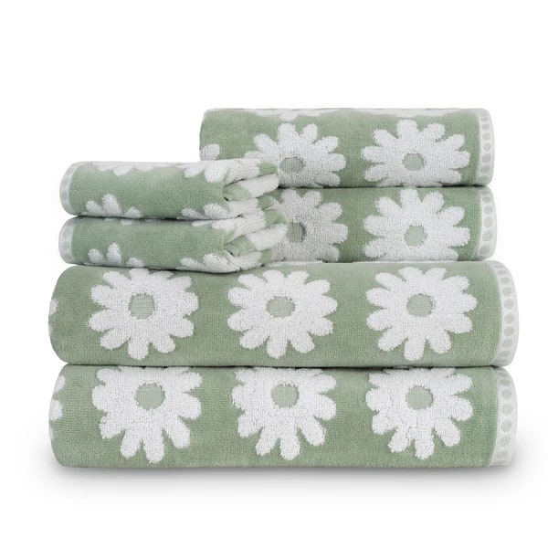 Daisy Field Six-Piece Cotton Towel Set - Photo 4
