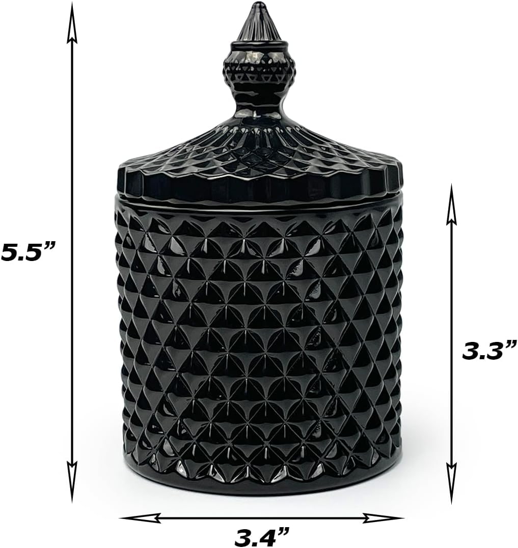 Diamond-Embossed Glass Storage Jar with Lid - Photo 2