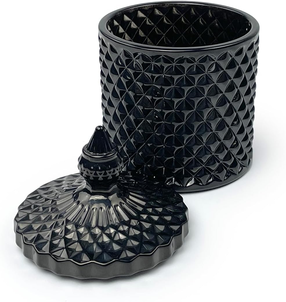 Diamond-Embossed Glass Storage Jar with Lid - Photo 3