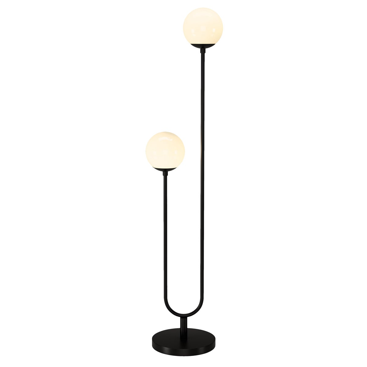 Art Deco Milk Glass Globe Floor Lamp - Blackened Bronze