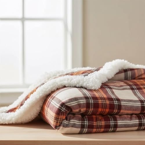Reversible Plaid Sherpa Throw Blanket - Photo 4
