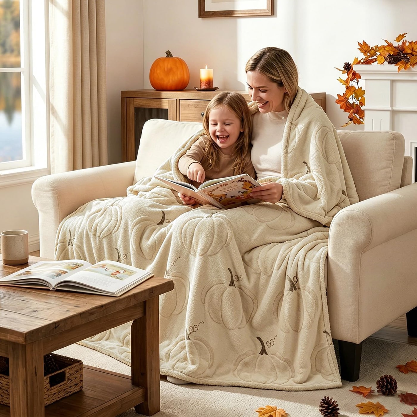 Embroidered Pumpkin Sherpa Throw Blanket - Photo 4