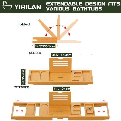 Expandable Bamboo Bath Tray with Book Rest - Photo 3