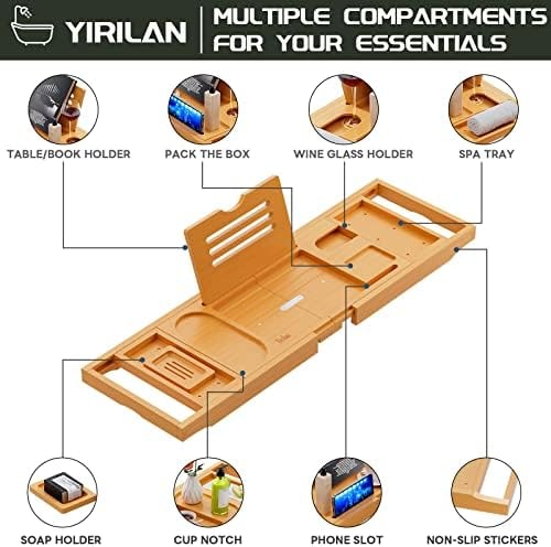 Expandable Bamboo Bath Tray with Book Rest - Photo 4