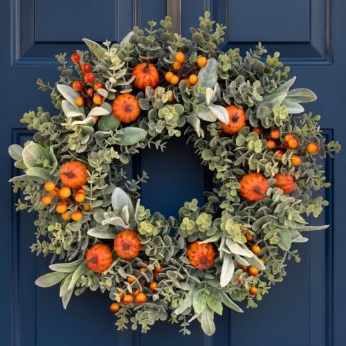Eucalyptus Pumpkin Fall Wreath with Berries - Photo 2