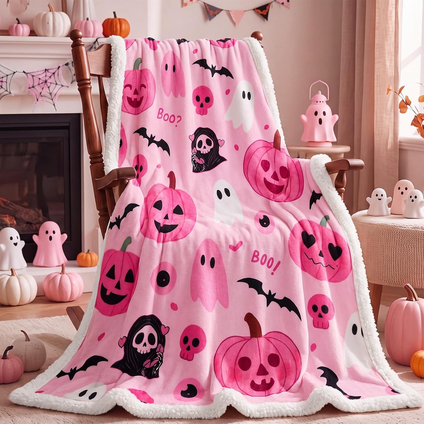 Autumn Flannel & Sherpa Throw Blanket