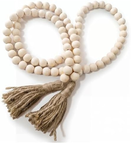 Long-Length Solid Wood Bead Garland with Tassels - Photo 2