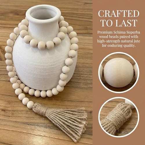 Long-Length Solid Wood Bead Garland with Tassels - Photo 4
