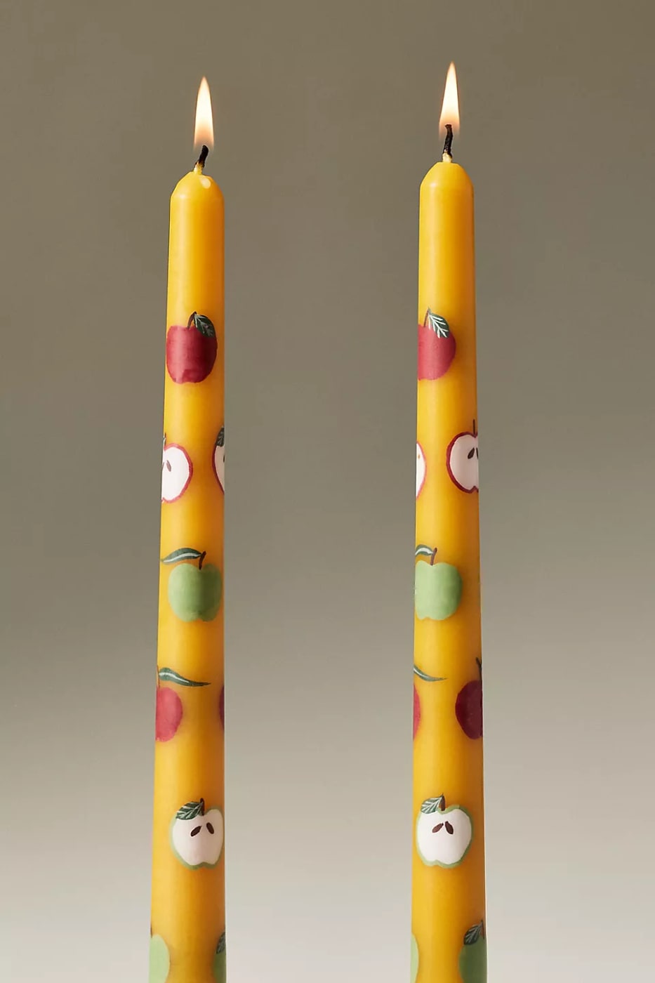 Hand-Painted Farmstand Tapers, Set of 2 - Apple