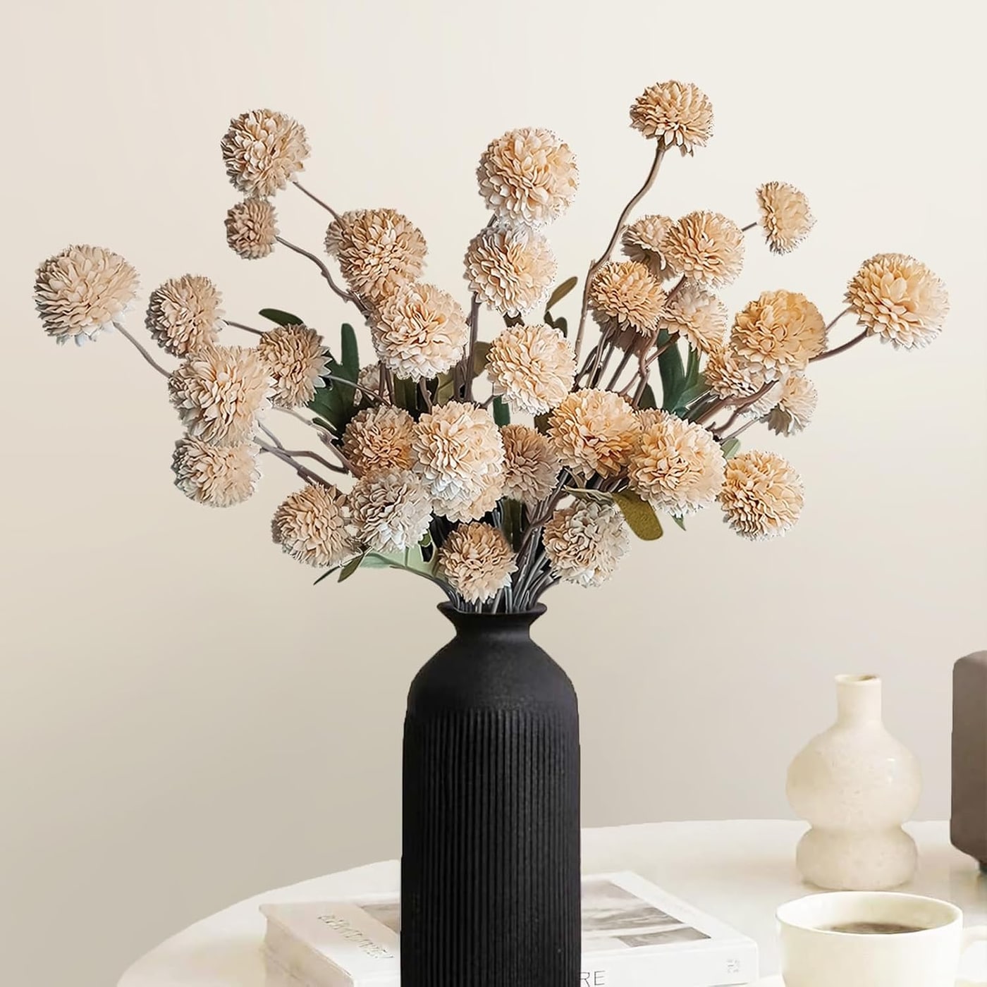 Faux Pompon Mums Floral Stems
