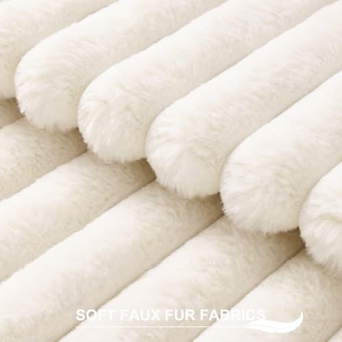 Faux Fur Striped Throw Pillow Covers 18x18 (Set of 2) - Photo 3
