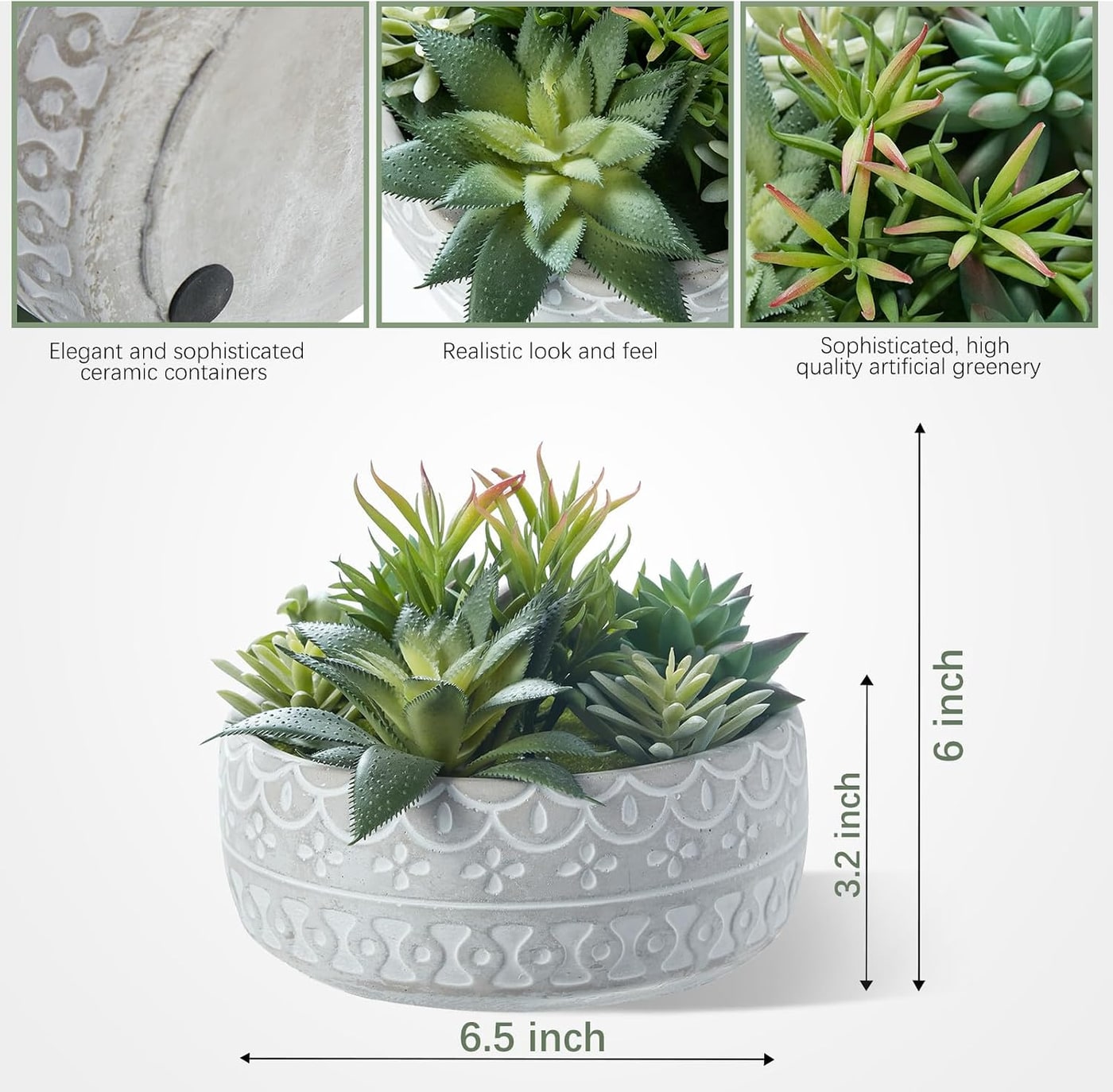 Textured Ceramic Potted Faux Succulent - Photo 3