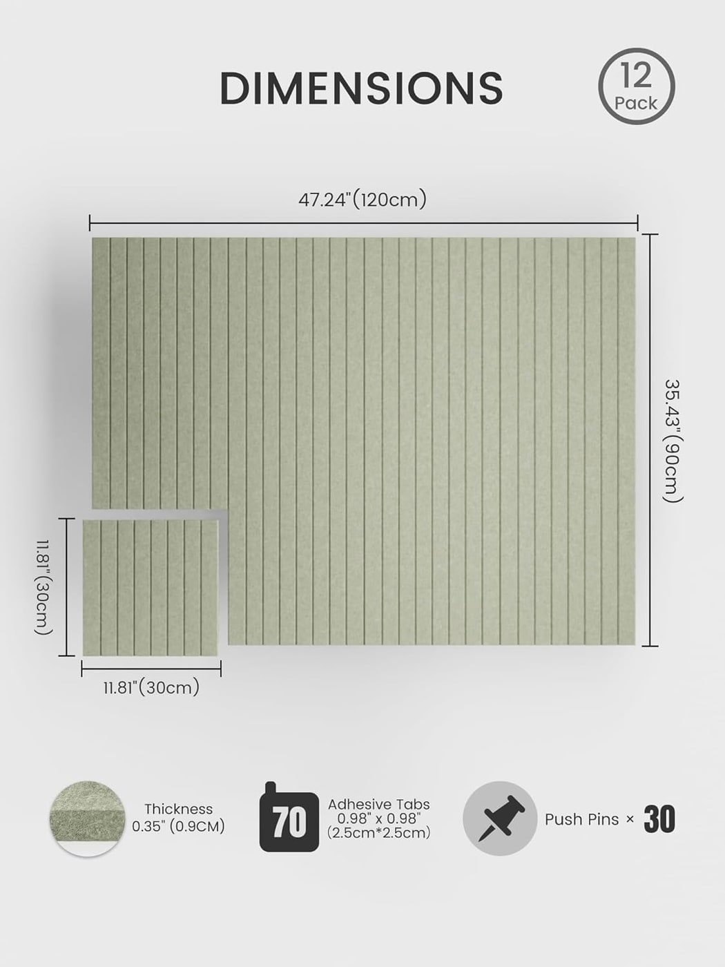 Large Felt Bulletin Board Tiles, 12-Pack - Photo 3