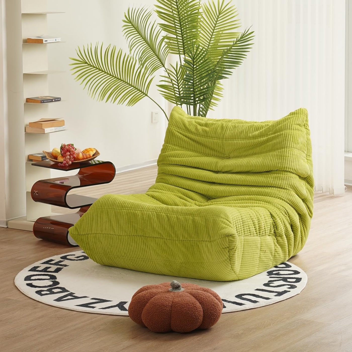 Fireside Corduroy Floor Lounge Chair - Lime
