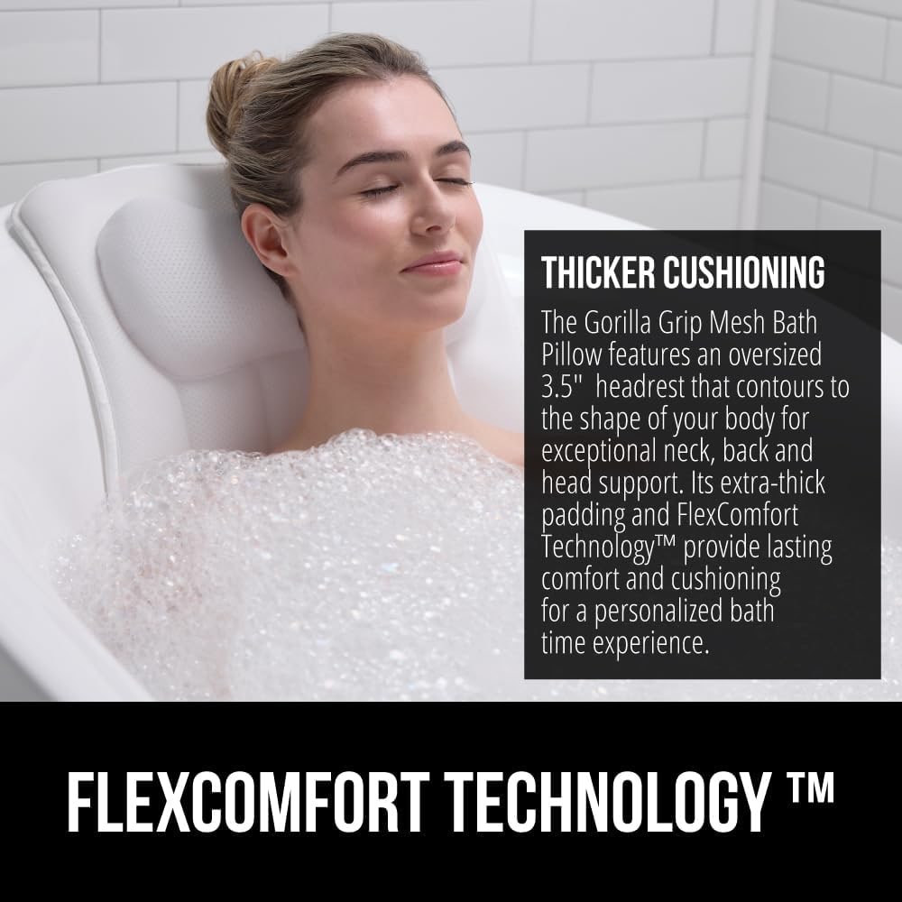 FlexComfort 4D Mesh Bath Pillow with Suction Cups - Photo 3