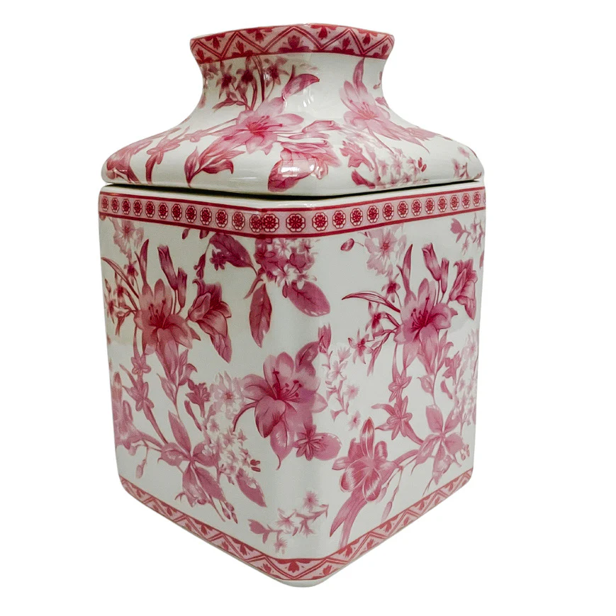 Floral Chinoiserie Porcelain Tissue Box Cover - Photo 4