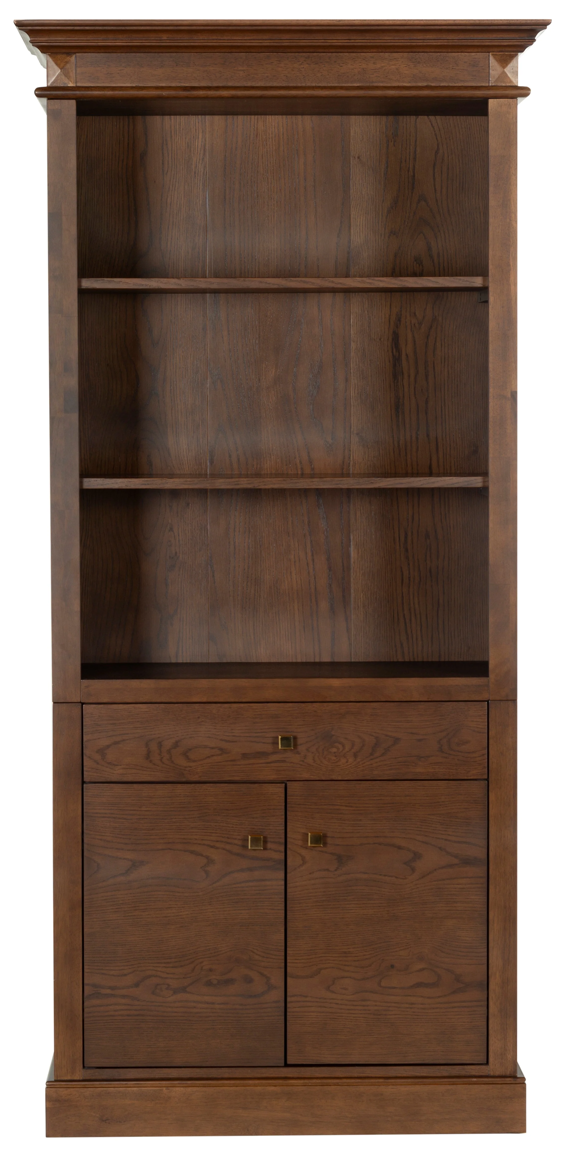 Francesco Four-Shelf Wood Bookcase - Walnut / Brass