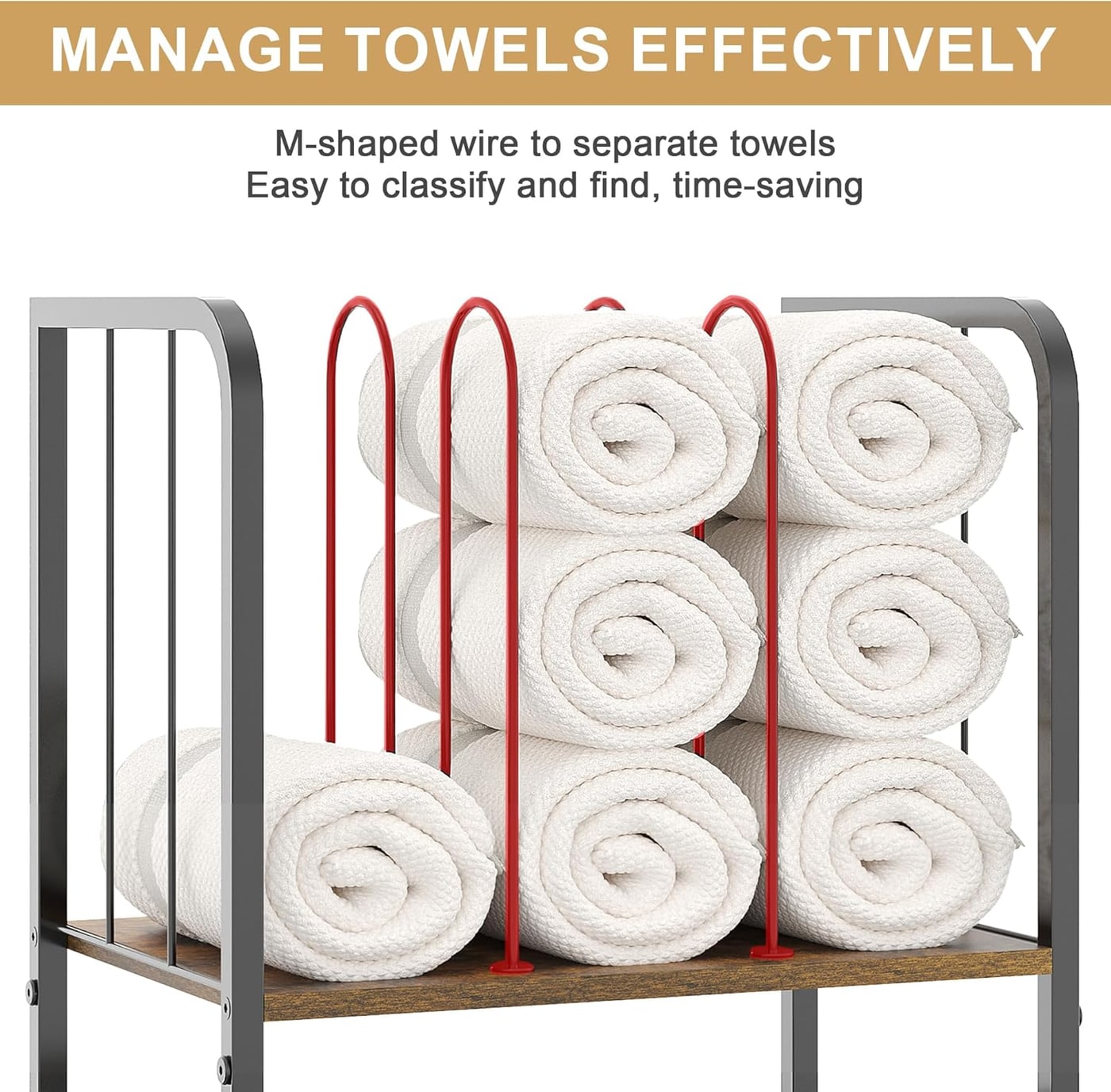 Freestanding 3-Tier Towel Rack with M-Shaped Dividers - Photo 2