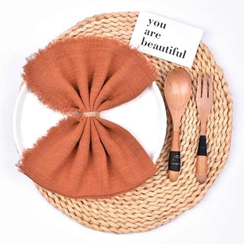 Fringed Cotton-Linen Dinner Napkins, Set of 6 - Photo 3