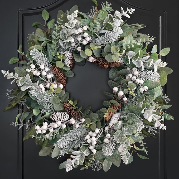 22-Inch Frosted Eucalyptus Winter Door Wreath - Photo 2